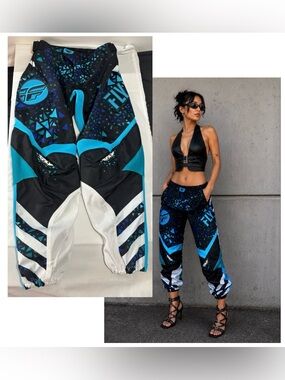 Y2K Fly Racing Padded Moto Pants Women 26 MX BMX Motocross Blue Motocore Street